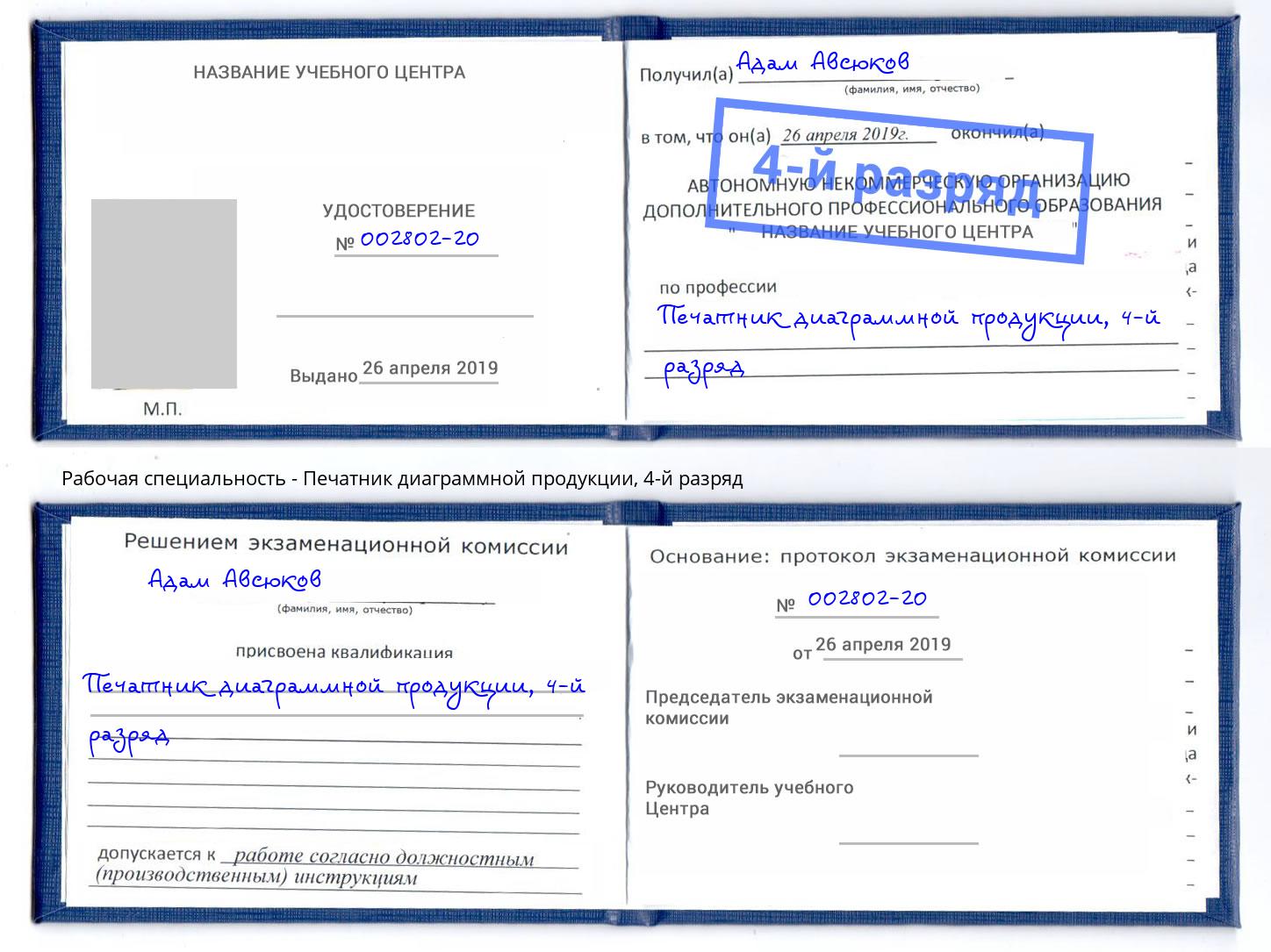 корочка 4-й разряд Печатник диаграммной продукции Коркино